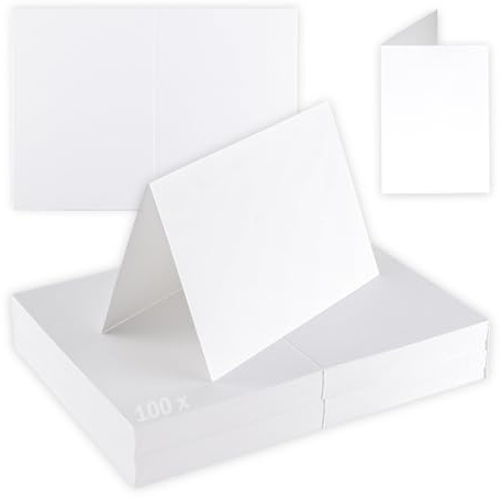 Florence Postkarten Set Weiβ - 300 gsm - Doppelkarten - Blanko Briefpapier - 10,5 x 14,8 cm - Karten Basteln - Ideal als Geburtstagskarte, Einladungskarten - Scrapbook Zubehör