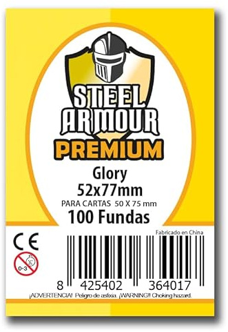 Premium Steel Armour - 100 samlarkortfodral, Glory-storlek 52 x 77 mm, transparent plast, skydd mot slitage och skador.