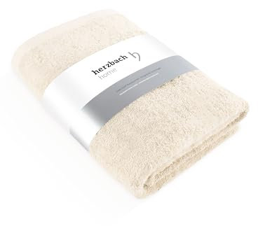 herzbach home Premium Duschtuch 70 x 140 cm (Creme) – Großes, weiches & saugstarkes Dusch-Handtuch in Bester Qualität – 100% natürliche Baumwolle