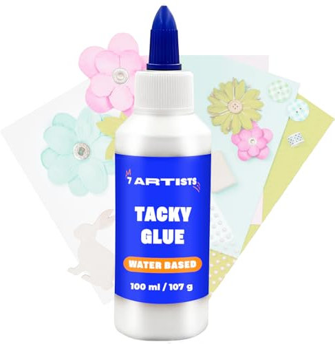 7 Artists Tacky Glue – Kleber Flüssig Transparent 100 ml | Starker Bastelkleber für Papier, Holz & Mehr | Vielseitiger Flüssig Kleber zum Basteln & DIY | SchnellTrocknend & Wasserfest
