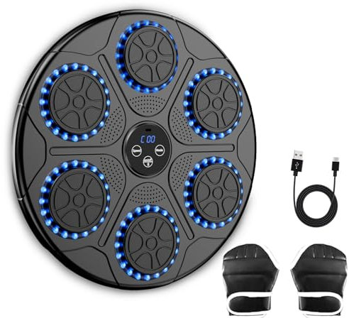 Music Boxing Machine–Spaß & Fitness für Zuhause|Boxsack mit Musik&Bluetooth|Inkl. Boxhandschuhe|Ideal für Reflextraining,Kickboxen&Familienaktivitäten|Für Kinder & Erwachsene | Wandmontage möglich