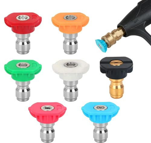 7 Pièces Embouts de Buse de Pulvérisation pour Laveuse à Pression, 1/4 Buses à Connexion Rapide Sont, Embouts de Buse D'eau, Buse Turbo pour Nettoyeur Haute Pression pour le Nettoyage de Voiture