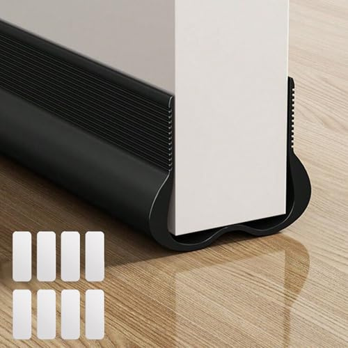 OHYER 93 cm Burlete Bajo Puerta Burlete Puerta Entrada Burlete Bajo Puerta Burlete Autoadhesivo de Goma de Silicona Antipolvo Aislamiento Acústico Prueba De Viento y Agua Recortable (Negro)