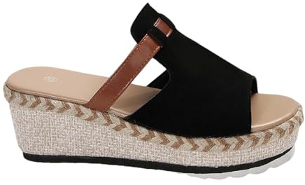 Generico Ciabatte Estive Da Donna Eleganti Sandal Punta Aperta Sandali Zeppa Alta Infradito Slip-On Plateau Pantofola Platform Zoccoli Donna Alto Scarpe Romani Ciabatte Bohemia Piscina Mare Sandalo