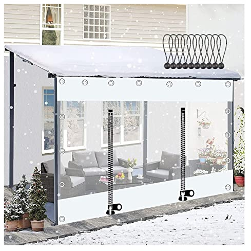 Telone impermeabile in PVC per pergole esterne, terrazze, verande, gazebo, pannelli laterali trasparenti con cerniera, rivestimento bianco resistente per protezione dagli agenti atmosferici