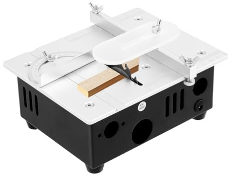 Mini Tischkreissäge & 96W Präzisions Tischsäge - Multifunktionale Tischkreissägen | Tragbare | 7-Gang | 0,1-15mm Sägeblatt-Hubbereich | Inkl. 4 Klingen | Für Holzbearbeitung