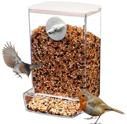 Mangiatoie Per Uccelli Autoricaricante | Dispensatore Di Cibo Per Uccelli Rimovibile,Contenitore Di Cibo Trasparente Per Pappagalli Polli Finestra Giardino Lavanderia