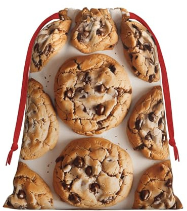 Chocolate Chip Cookies Print Drawstring Bag wrap, String Pouches, Premium Packaging Bags for Business & Events S