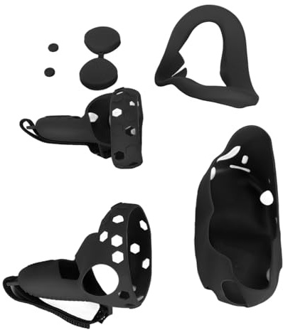 Acouto Ensemble de Housses en Silicone de 5 Pouces pour 2, Comprend Une Housse de Contrôleur, Coque VR, Shakes Stick Blanc, Conçu pour Protéger (Black)