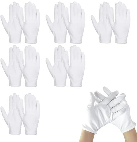 ZWWOGE 6 Paia di Guanti Idratanti in Cotone per Bambini (5-10 Anni) Guanti Lavabili e Riutilizzabili per Mani Secche Bianchi Spessi e Igienici puntatore laser per gatti
