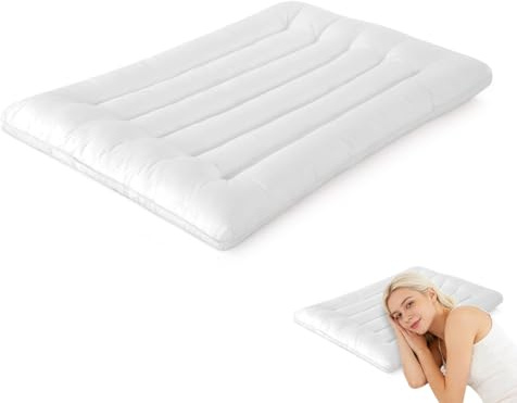 Almohada plana ultraplana, 46 x 72 cm, almohada fina para dormir de espalda, almohada para dormir boca abajo, almohada delgada para aliviar el dolor de cuello, almohada ortopédica (blanco)