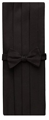 David Donahue Men's Black Faille Pre-Tied Bow Tie & Cummerbund Set, Black