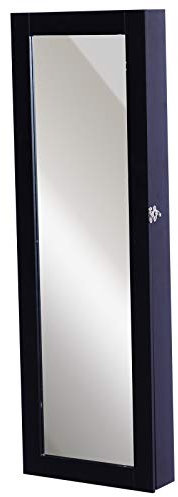 HOMCOM Armadio portagioie a più scomparti dal design contemporaneo con specchio 37L x 10L x 112H cm Nero