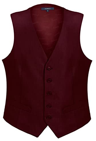 Gioberti Men's Formal Suit Vest Fit for Business or Casual Dress, Burgundy, Large