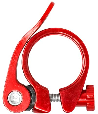 Laxzo ® Cykelsadelstolpe klämma aluminiumlegering snabbfrigörande cykelsadelstolpe i rött rörklämma 31,8 mm för mountainbike vägcykel Fixie Gear Track Bike hopfällbar cykel DH MTB BMX