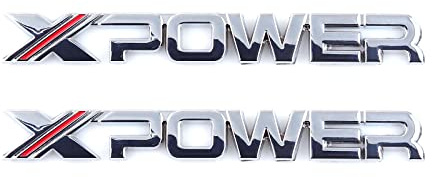 2 st X-POWER emblem bokstäver kropp sida logotyp bakre stötfångare bil klistermärke (silver röd)