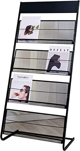 DRYIC Faltbarer Prospektständer Literatur Bodenständer Stahl Schwarz Broschürenhalter Wartezimmer/Zuhause/Schule/Klassenzimmer Datei Organizer Rack