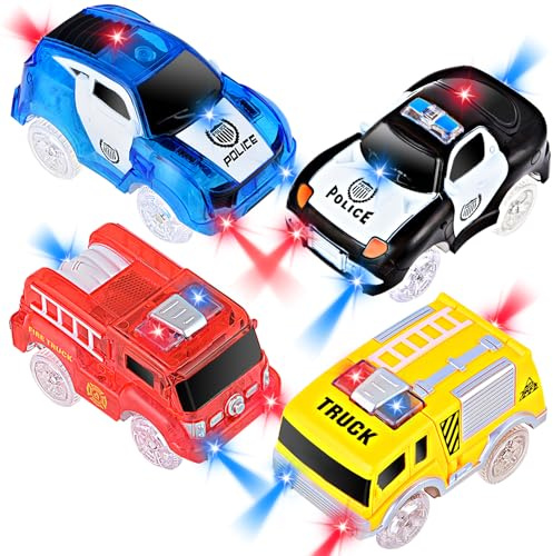 AniSqui Track Cars, Auto Giocattolo per Bambini Pista Macchinine Auto Elettriche Il Bagliore nel Buio Traccia, per I Regali di Natale Regalo di Compleanno