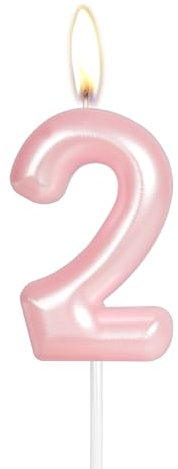 Hot Pink Happy 2nd Birthday Candle,Pink Number 2 Candle,Birthday Cake Candle Decorations,Cake Candles Cake Toppers for Girls Women,Wedding Anniversary