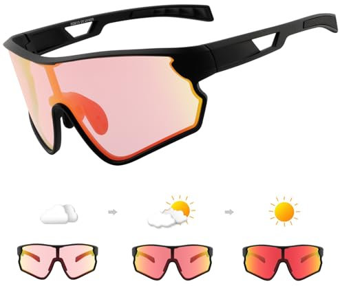 DUDUKING Sonnenbrille Selbsttönend Polarisierte Fahrradbrille Herren Damen,UV 400 Schutz Sportbrillen TR Rahmen Radsportbrillen für Radfahren Laufen Golf Baseballbrille