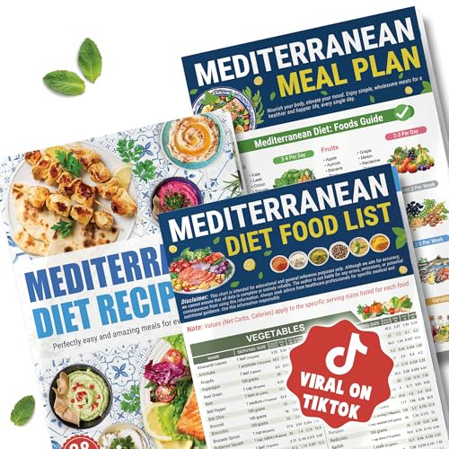Set 3 medelhavsdietdiagram matlista 2025, medelhavsingrediens måltider, serveringsstorlekar kalorier netto kolhydrater, viktminskningsdiet, diabetevänlig, hjärta hälsosamt, enkla recept för nybörjare