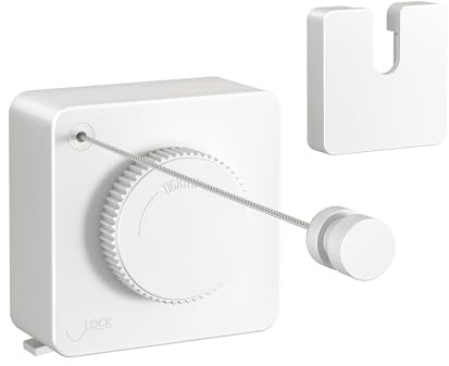 JOOM Retractable Clothesline Heavy Duty Clothes Drying Laundry Line Wall Mounted Easy Hanging Clothes Drying Laundry Line Retracting Hanging Lock to Prevent Sagging (Square,White)