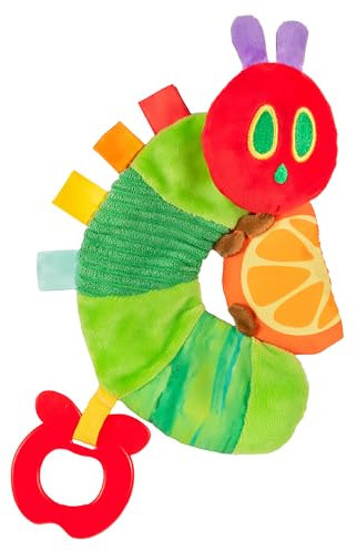 Kids Preferred Eric Carle Toddler Toys The Very Hungry Caterpillar Sensory Toy with Crinkle Orange Slice and Teether Ring for Car Seat and Stroller