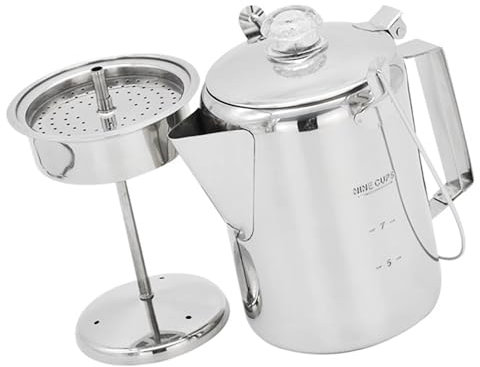 Rostfritt stål utomhus kaffekannor perkolator stor kapacitet kaffebryggare med handtag för lägereldar bryggning