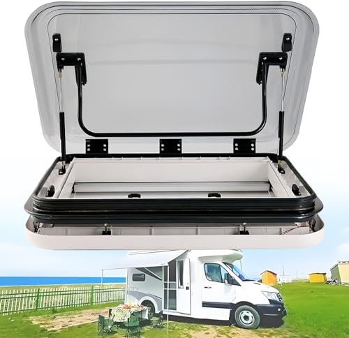 Finestra per Tetto da Camper - Presa d'Aria - Finestra Esterna a Spinta per Roulotte, Motorhome, Camper - Lucernario per Rimorchio, Yacht - Angolo di Apertura: 70° - Per Spessore di 25-60mm,700*500mm