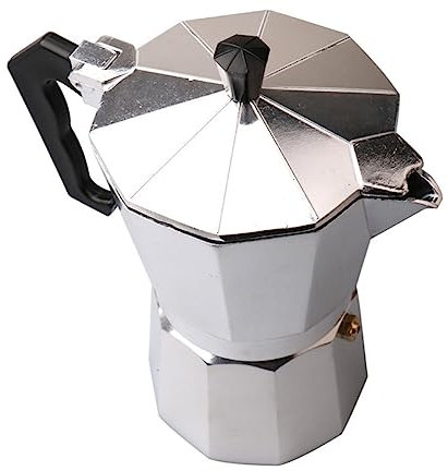 CIYODO Caffettiera Mocha in Alluminio Forma Ottagonale Per Caffè Espresso Lucidato Manico Pronto in 3-4 Minuti