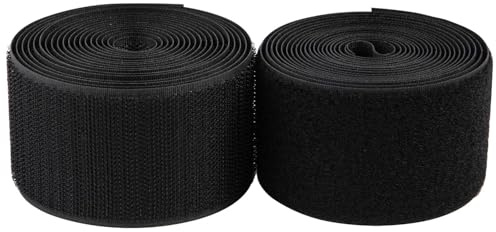 Ruban auto-agrippant à coudre en nylon des deux côtés inclus (noir, 5 cm x 6,25 m)
