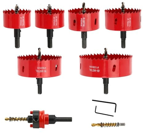 Universal HSS M42 Bi-Metall Lochsägen,6 PCS Hole Saw,54-108mm Lochkreissäge mit Sechskant-Schaft und Bohrer, Für Holz, Dünnes Metall, Aluminium, PVC-Platte und Kunststoff