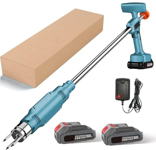 SHUGUANG Desmalezadora Eléctrica Vertical para Exteriores, Extractor de malezas 21V con Mango de Acero y 3 Garras, Extractor de Malas Eléctrica Hierbas Mango Largo, para Césped, Jardín, Granja