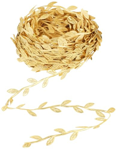 HJZHII Cinta de regalo de hojas doradas de 20 m, cinta de regalo para plantas, enredaderas artificiales, serpentinas artificiales con hojas doradas, decoración de bodas para manualidades, fiestas
