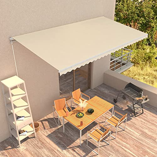 Infällbar handvev markis 600 x 300 cm grädde – perfekt för utomhusbruk dörrar uteplatser balkonger och fönster – solskydd baldakin för terrassbeläggning