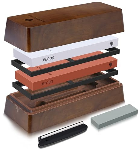 SANMEIHO Piedra de Afilar Japonesa 1000/5000 Kit Afilador con Caja