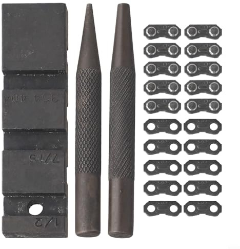 LumoCheefy Chain Riveter Set for Chainsaw, 14-Piece Repair Kit for 1/4 3/8 LP 325 404 Inch, Chain Rivet Mandrel Made of Carbon Steel with Spare Links
