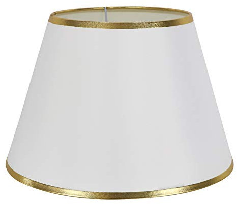 DULEE 6'' E27/E14 Screw Tela Pantalla de Lámpara de Pie Mesa y Lámpara de Noche,(Top)12cm x (Altura)15cm x (Fondo)16cm,Blanco con Borde Dorado