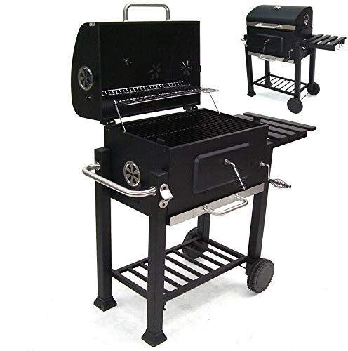 D&L Grillwagen XXL Holzkohlegrill 56511 Holzkohle BBQ Grill Gartengrill Kohlegrill, höhenverstellbarer Kohlewanne Grill Barbecue