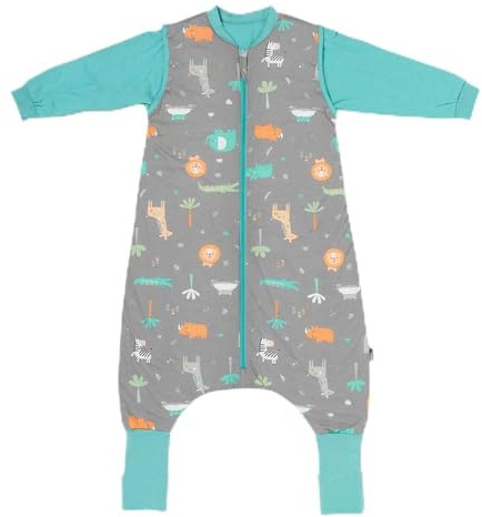Slumbersac Saco de dormir bebe con pies para todo el año 100 cm Safari 2.5 Tog Oeko-Tex | Saco dormir bebe con piernas y mangas largas para tamaño del cuerpo 100-110 cm
