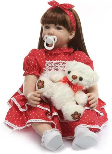 ZIYIUI Reborn Puppen 60cm 24 Zoll Lebensechtes Mädchen Reborn Baby Weiches Neugeborenen Mädchen Handge Machtes Weiches Silikon Spielzeug Für Kinder Geburtstagsgeschenk