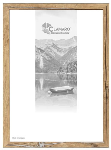 CLAMARO 'Collage' Bilderrahmen 100x140 handgefertigt | Eiche Altholz | MDF Holzbilderrahmen eckig modern inkl. Acrylglas, Rückwand und Aufhänger (querformat & Hochformat)