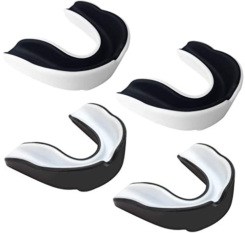 Zahnschutz, 4 Stücke Mundschutz Boxen, für MMA Kampfsport Boxen, Erwachsene, SchwarzWeiß