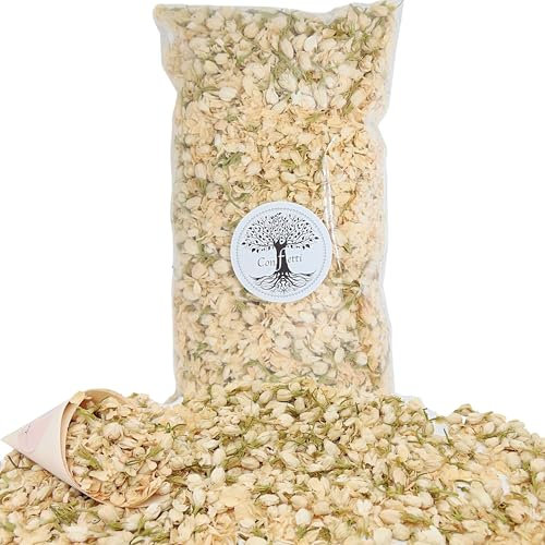1 Litre Confettis de Mariage Blanc Fleurs séchées Naturelles Biodégradable Naturel Pétale de Rose Décoration Mariage Table Bohème Champêtre Confettis à Lancer Artisanat France (Blanc,Ivoire)