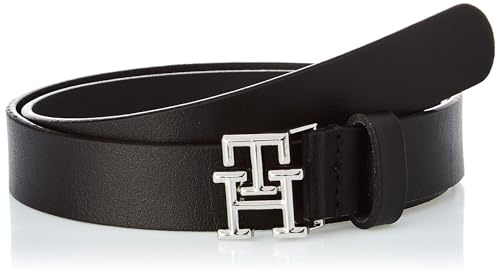 Tommy Hilfiger Damen Gürtel Logo 2,5 cm Ledergürtel, Schwarz (Black), 90 cm