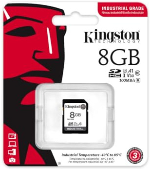 Kingston Industrial SD Card, Up to 100MB/s, High Endurance, UHS-I U3 V30 A1, (SDIT/8GB)