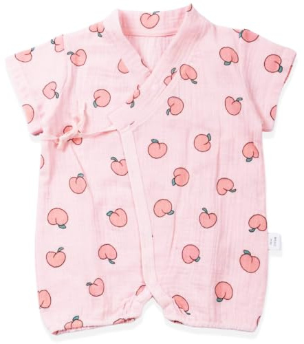 Japanese Kimono Baby Thobe Cotton Infant Linen Romper 24 Months Peach
