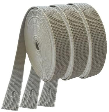 Rollwin 3 Stück Rolladengurt 23mm Grau 7 Meter - zuverlässiger Halt und scheuerfest - Maxi Rollladengurt 23 mm Material robust & reißfest und vergilbungsbeständig - für schwerere Rollläden