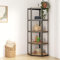 LAPOOH Eckregal mit 5 Böden Anthrazit Stahl & Holzwerkstoff, Bücherregal, Esszimmer Deko, Eckbücherregal, Eckschrank, Leiterregale, Ecke Dekoration 152862