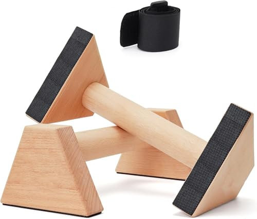 Liegestützgriffe 2 Push Up Bars Holz Parallettes gelenkschonende Liegestützgriffe Calisthenics Equipment Fitnessgeräte für Zuhause & Outdoor, Liegestützstange aus Massivholz